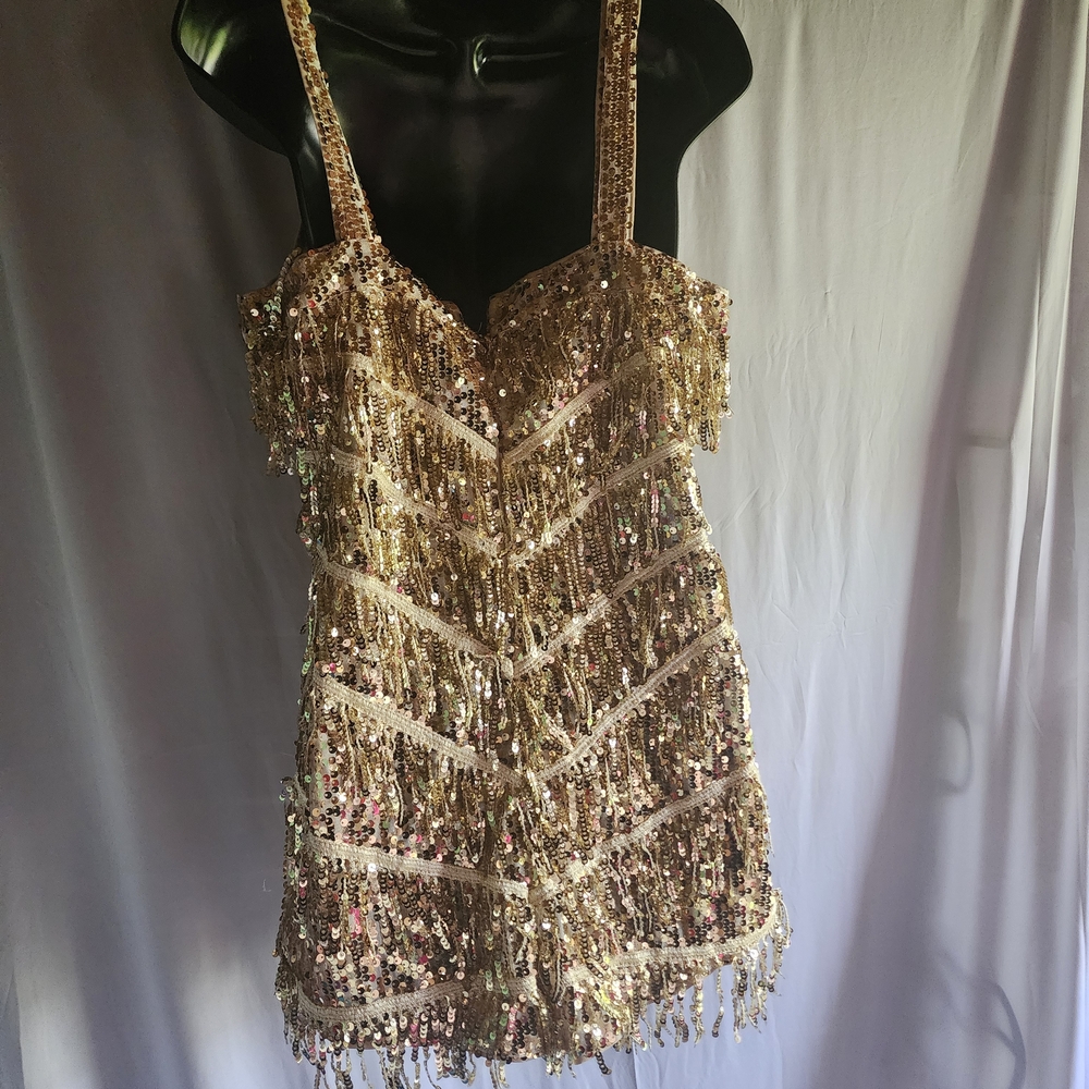 Gold Sequin Fringe Rompet - Picture 2 of 2